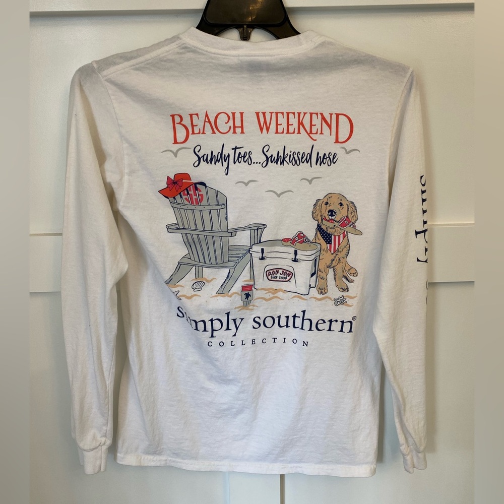 Simply Southern adult small‎ LS white tee